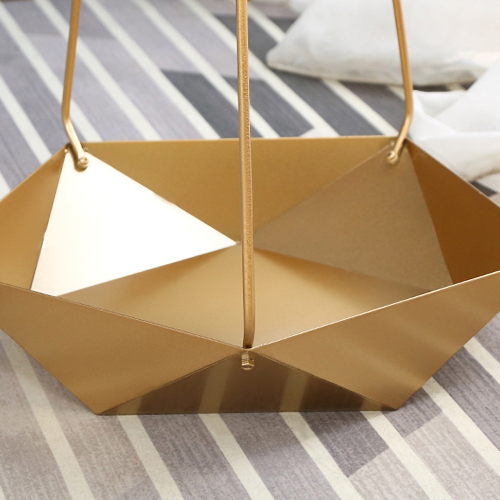 Modern Metal End Table with Storage Shelf Round Tabletop Gold window image