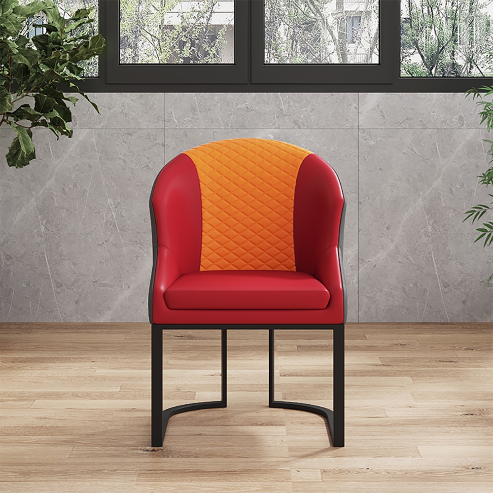 Retro Wine Accent Chair Leather Upholstered Accent Chair in Wine｜Homary