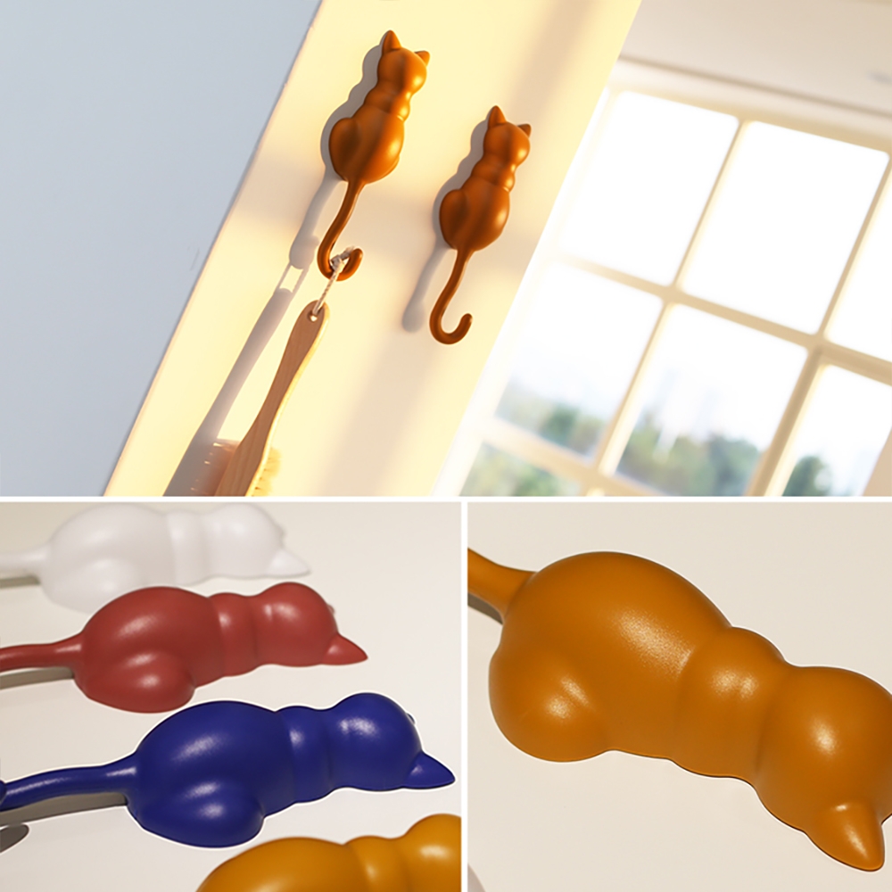 Modern Cat Sculpture Wall Mounted Coat Stand Set of 5 window image