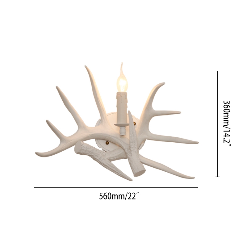 Lodge Solid White Resin Faux Deer Antler Indoor Wall Sconce with 1 Candle Light window image