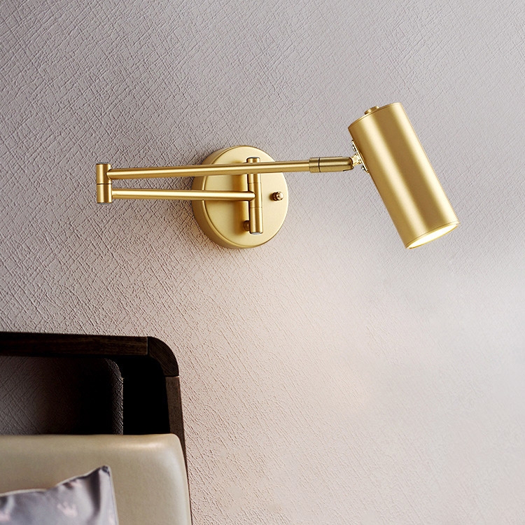 Gold Modern Swing Arm Indoor Wall Sconce 1 Light window image