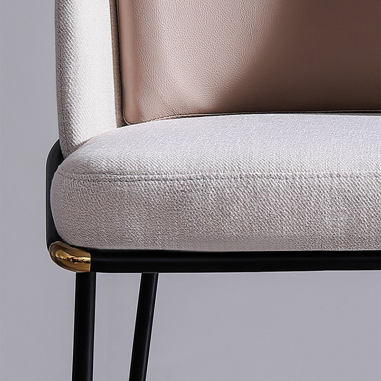 Modern Upholstered Dining Chair Barrel Back Dining Chair with Removable Insert Back Metal Legs Set of 2 window image