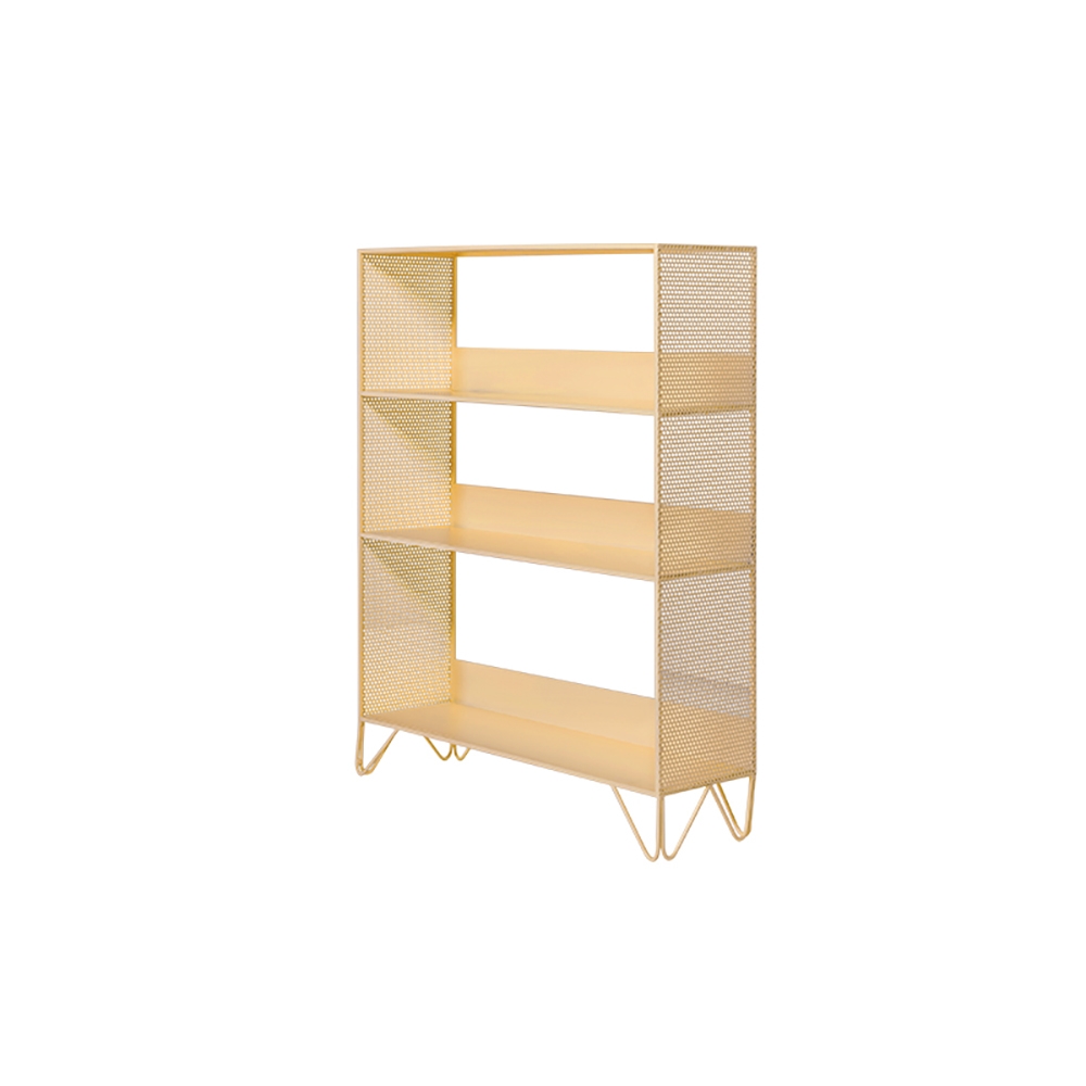 Modern Metal Mesh 8-Tier Etagere Bookshelf Bookcase in Gold Set window image