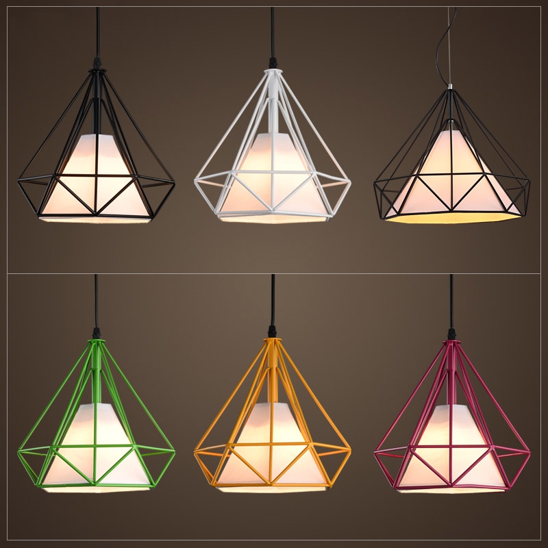 Pagoda Modern Plum Metal Geometric Framework Pendant Light with Fabric Shade Medium window image