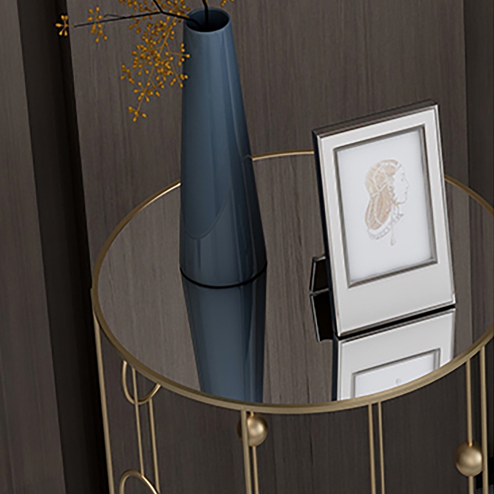 3-Piece Modern End Table Set with Glass Top Metal Frame Side Table Set window image