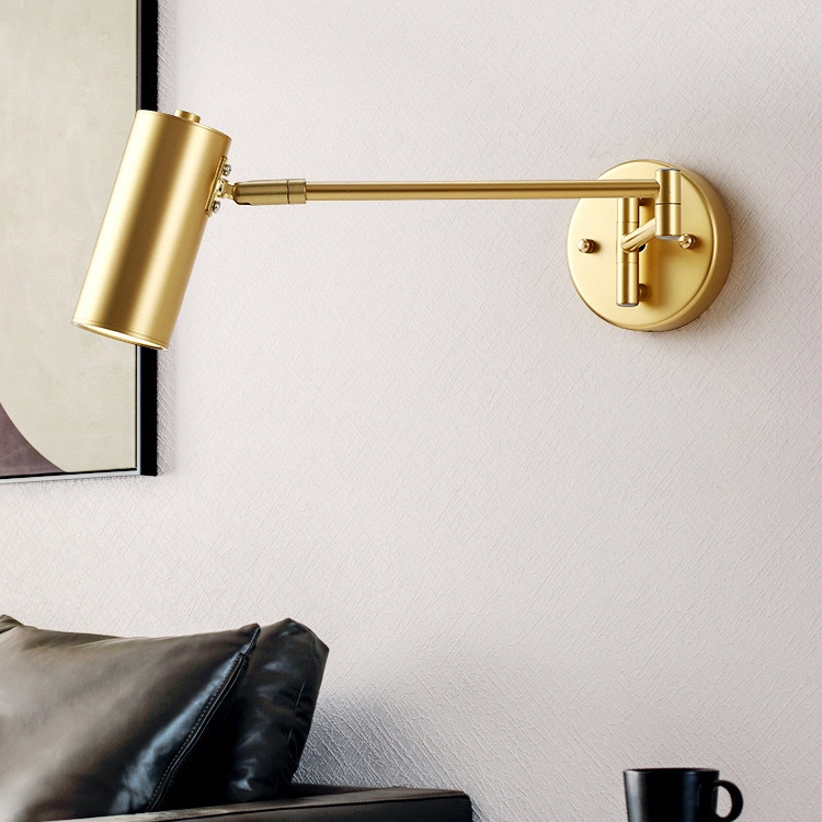 Gold Modern Swing Arm Indoor Wall Sconce 1 Light window image