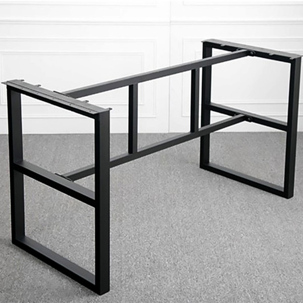 Vintage Rustic Solid Wood and Metal Dining Table Large Rectangular Table with Thick Top in Black window image