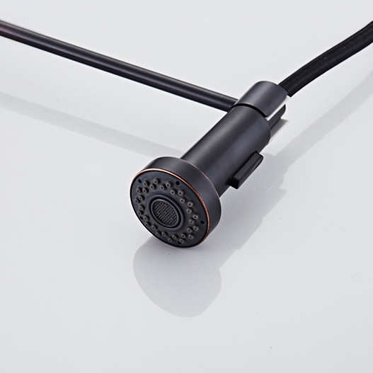 Robinet de cuisine en laiton noir antique avec poignée à levier unique et double fonction image de fenêtre