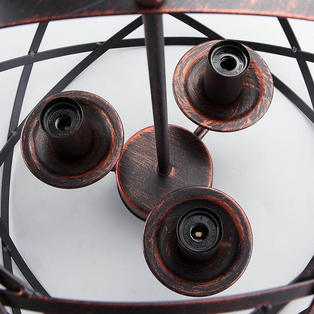 Industriële Loft Geometrische 3-licht Globe kroonluchter Antieke koperen kaars stijl kroonluchter Vensterafbeelding