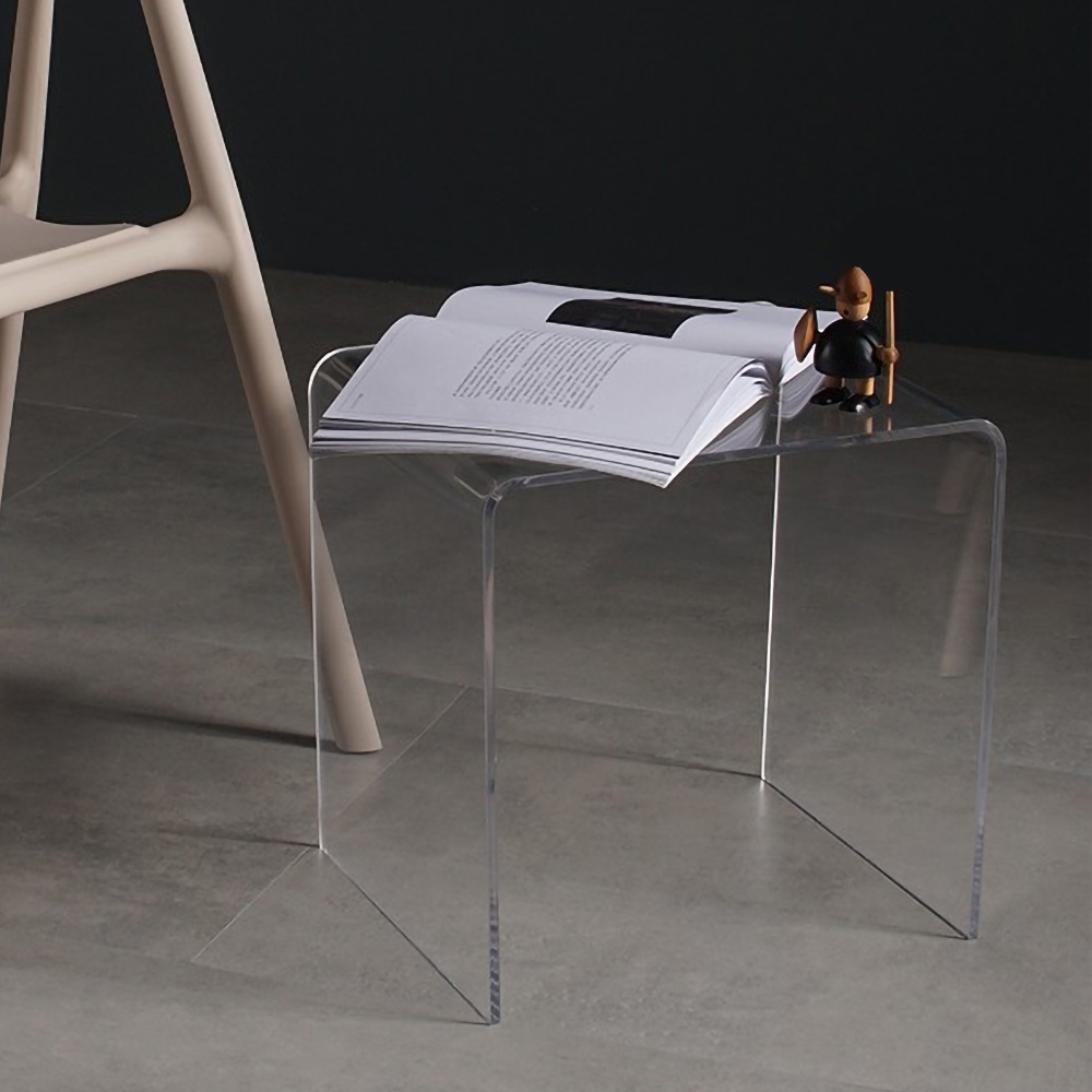 Modern Clear End Table Square Side Table PC Accent Table window image
