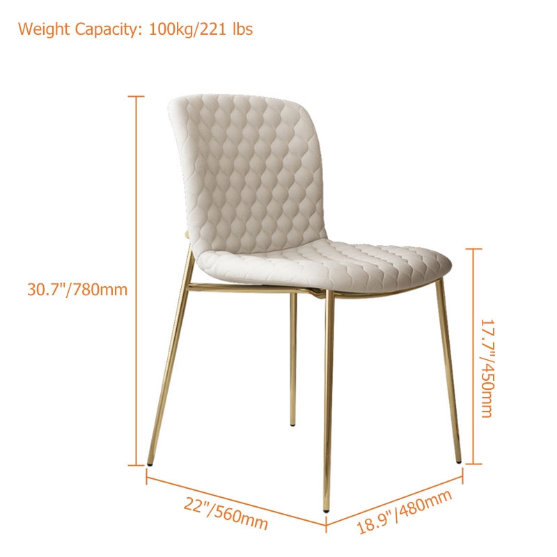 Upholstered Dining Chair White Velvet Dining Chair Gold Legs Side Chairs Set of 2 window image