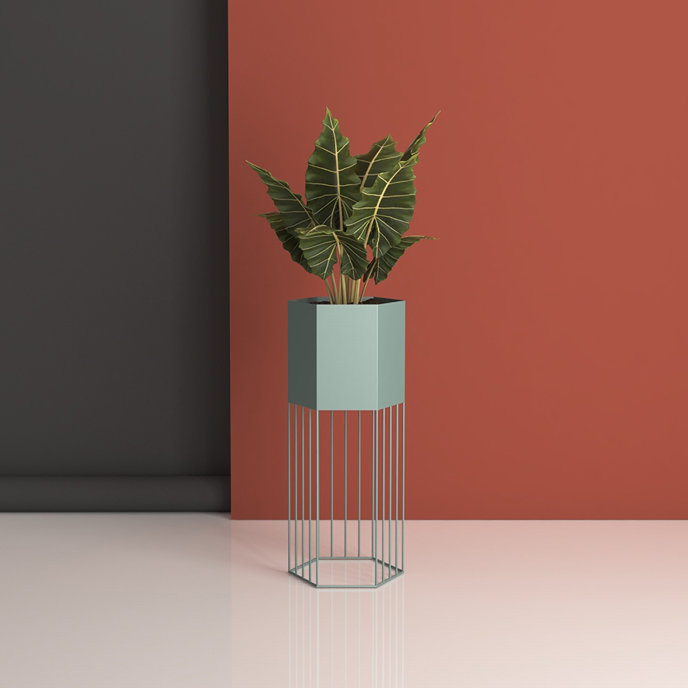 Metal Plant Stand Green Plant Pot Stand for Indoor in Small window image