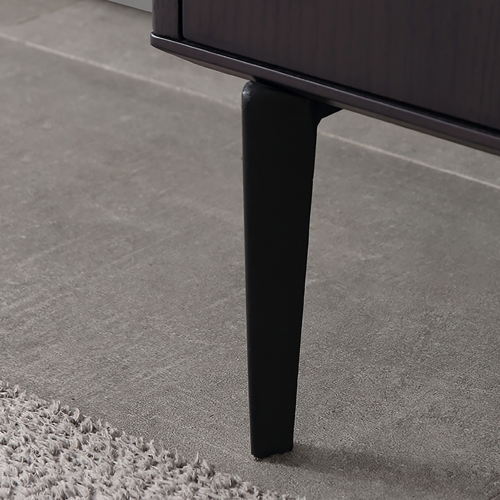 Minimalist Gray Cabinet with Sintered Stone Top Adjustable Glass Shelves window image