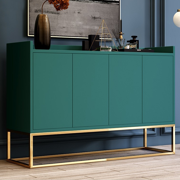 Modern 48" Green Buffet Sideboard Kitchen Sideboard Cabinet with 4 Doors in Gold window image