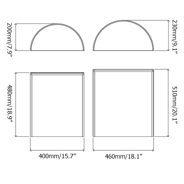 Modern Chic Nesting Side Table Half Circle Side Table Glass Top Side Table White End Table 2 Piece window image