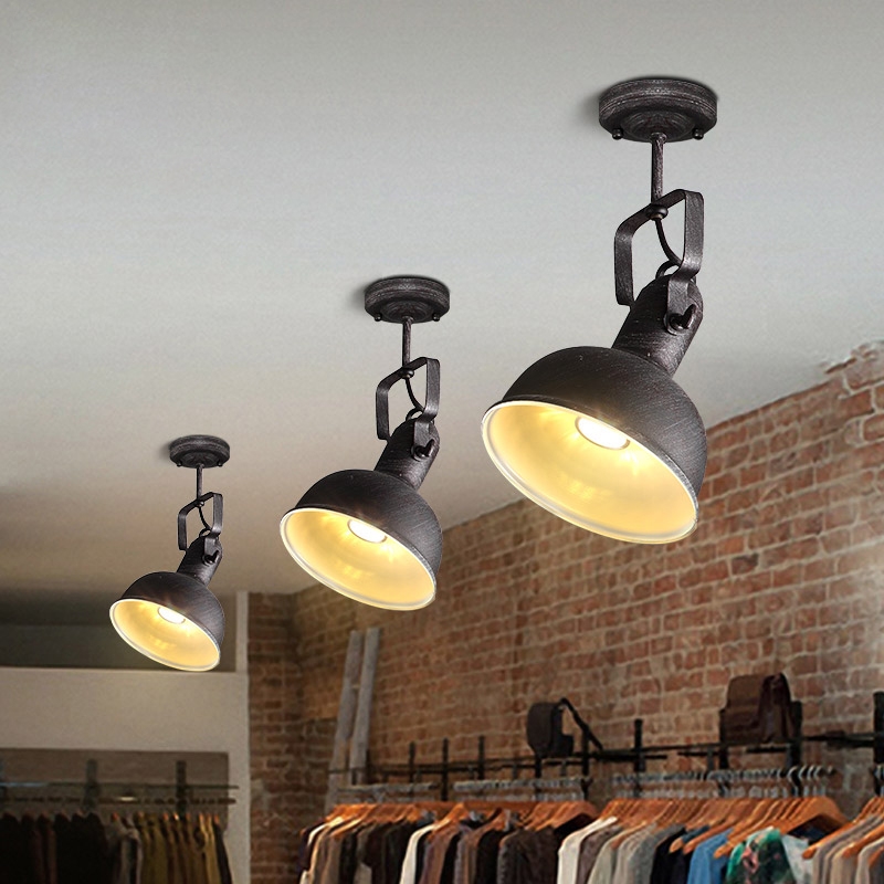 Hassen Loft Adjustable Light Head Spotlight Metal Dome Shade 4-Light Semi Flush Mount Ceiling Light in Brushed Black window image