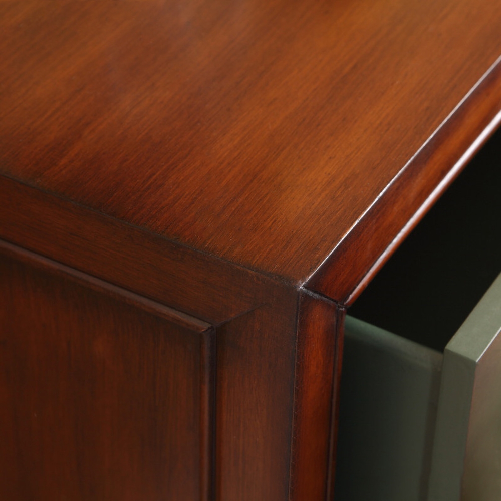 Rustic Walnut&Green Cabinet Floral Accent Chest with 3 Drawers window image
