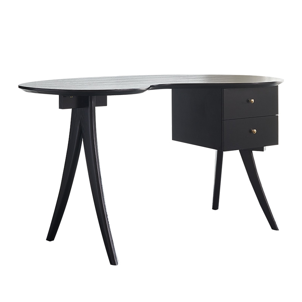 Black Writing Desk with 2-Drawer Modern Computer Desk MDF window image