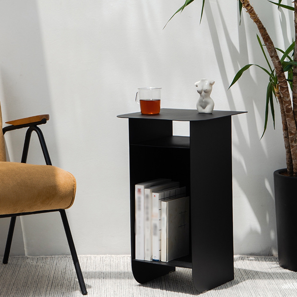 Green Side Table with Storage Metal window image