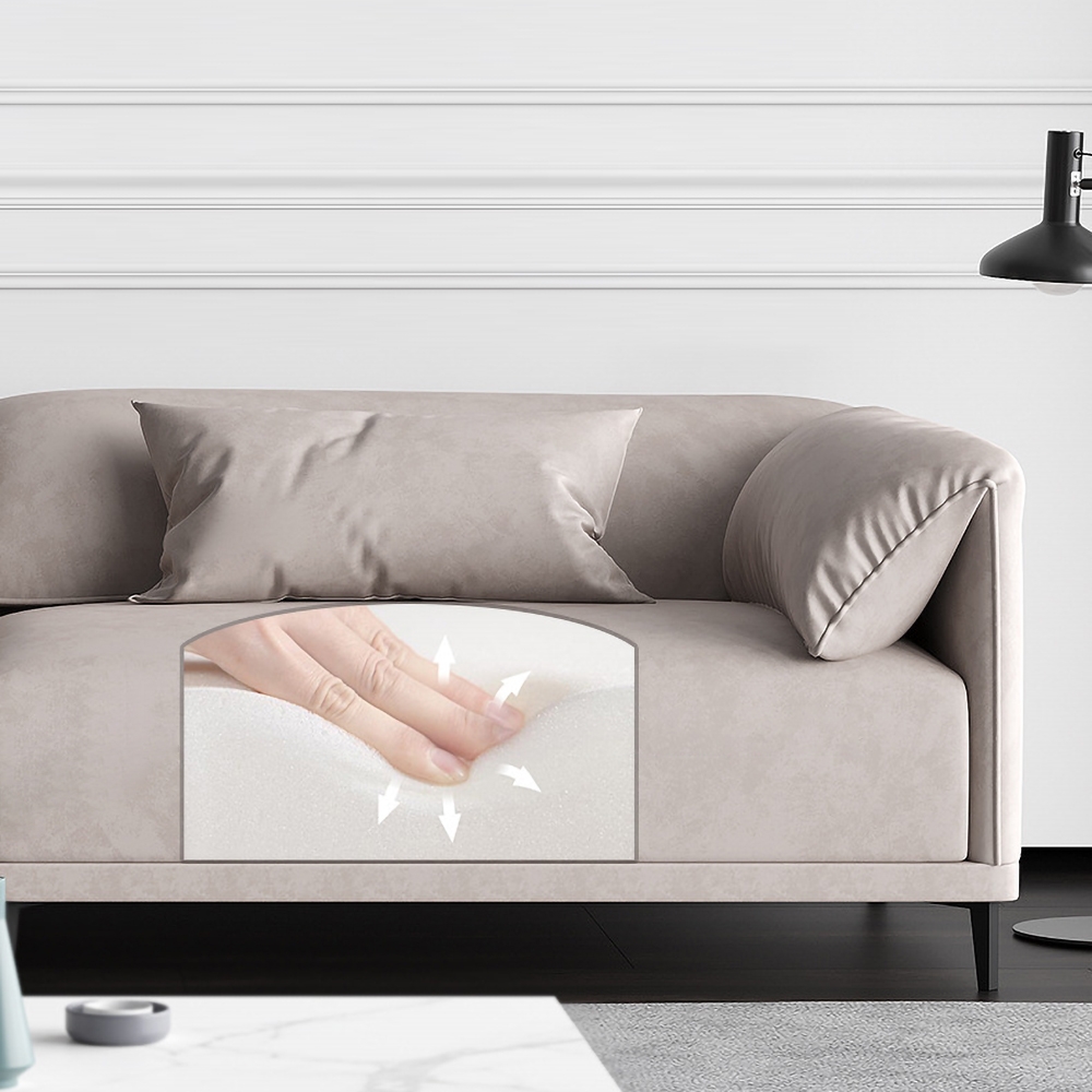 1800mm Grey Upholstered Sofa Modern Leath-Aire Black Legs window image