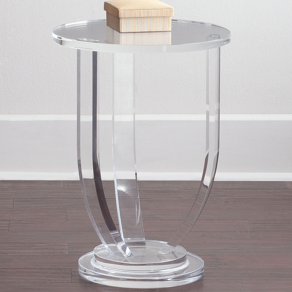 Modern Clear Round End Table Acrylic Side Table window image