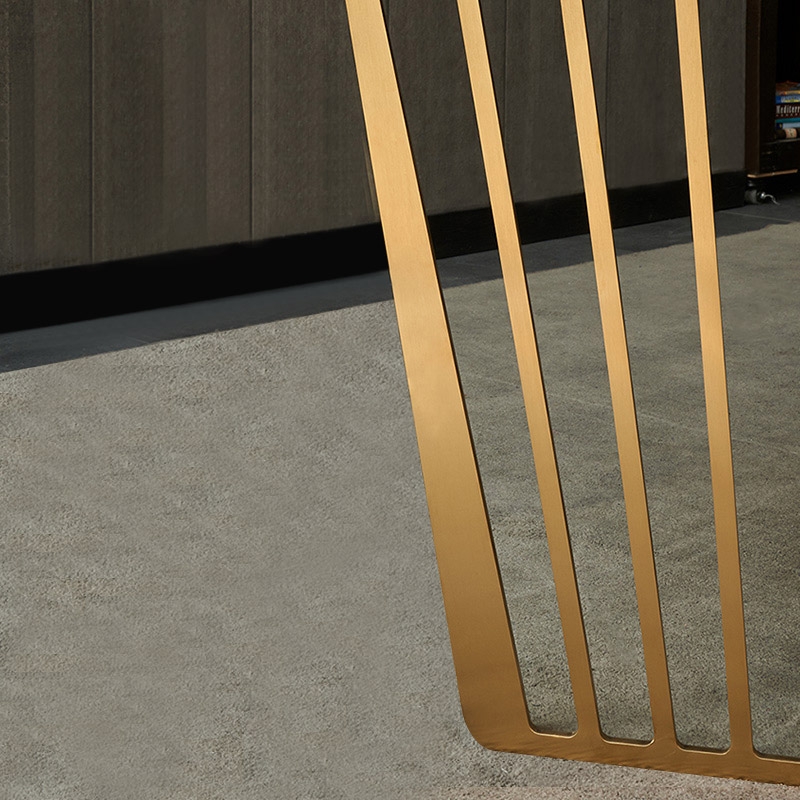 Contemporary 63" Rectangular Faux Marble Dining Table Gold Base Stainless Steel window image