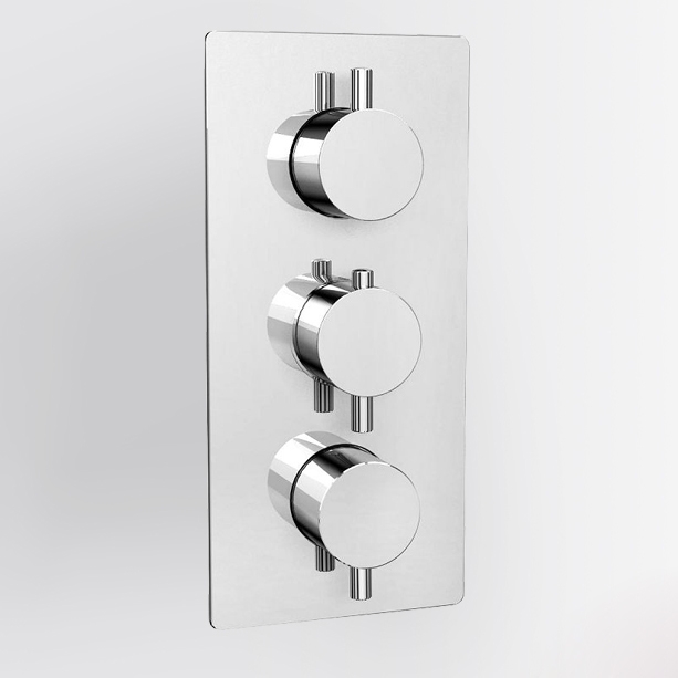 Thermostatic Shower Mixer Valve 3 Outlets with Round Knobs Solid Brass window image