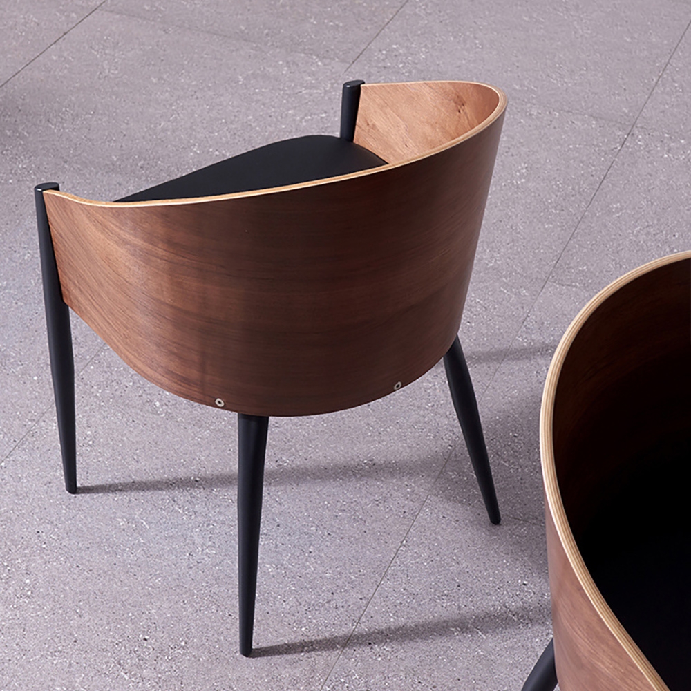 Modern High Backrest Dining Chair Upholstered Brown Faux Leather Dining Chair window image