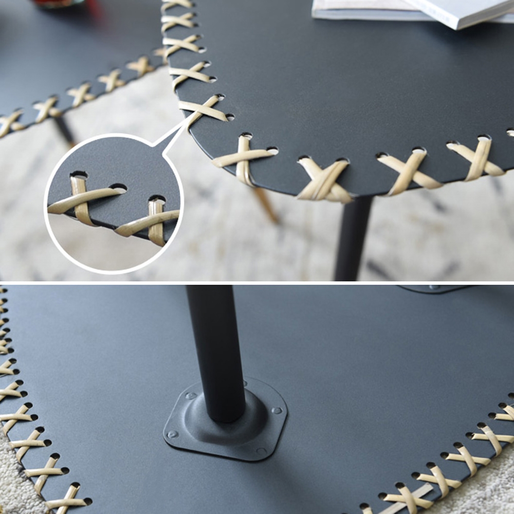 Modern Black Coffee Table Piece-of-2 Steel Tabletop window image