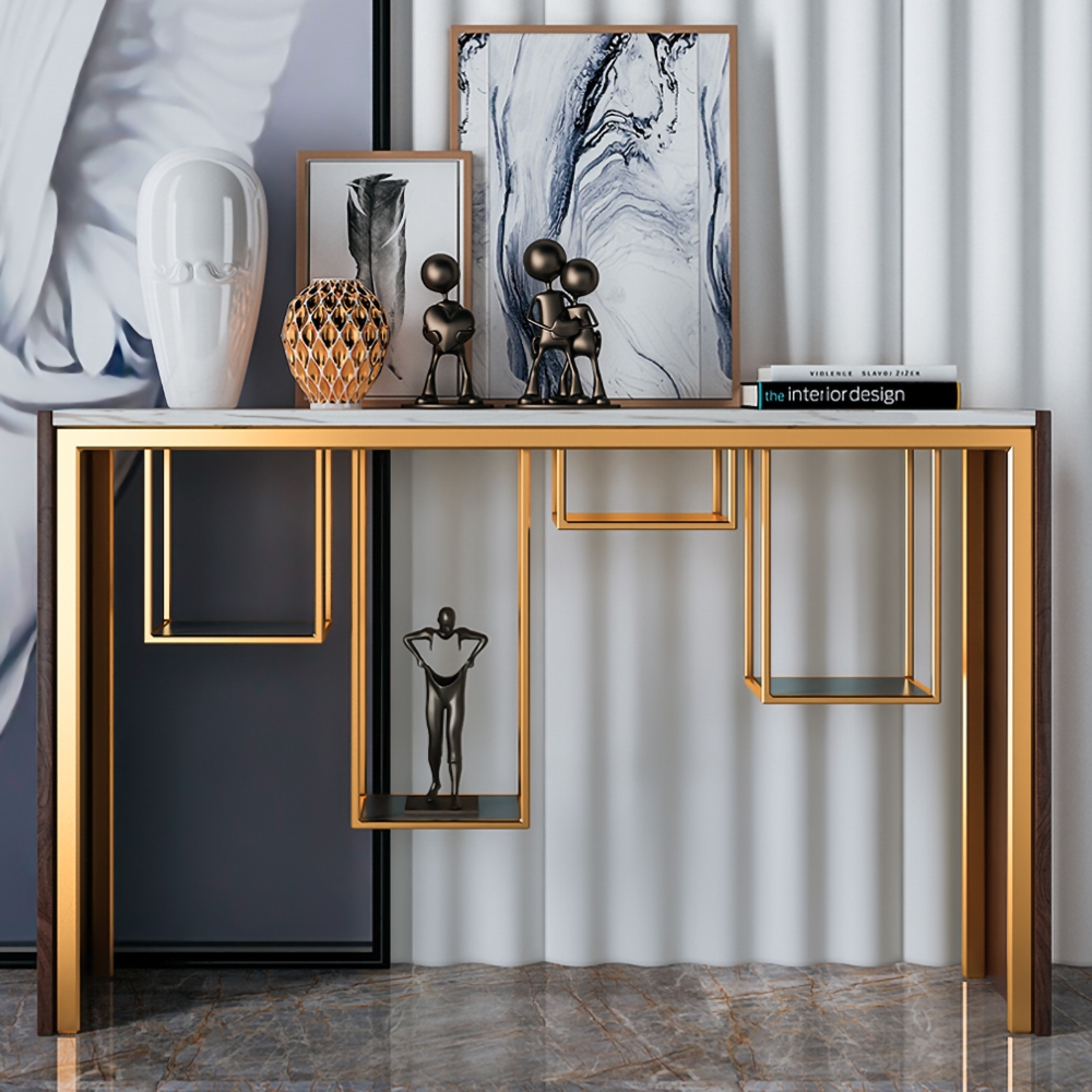 Modern Rectangular Console Table with Storage Entryway Table window image