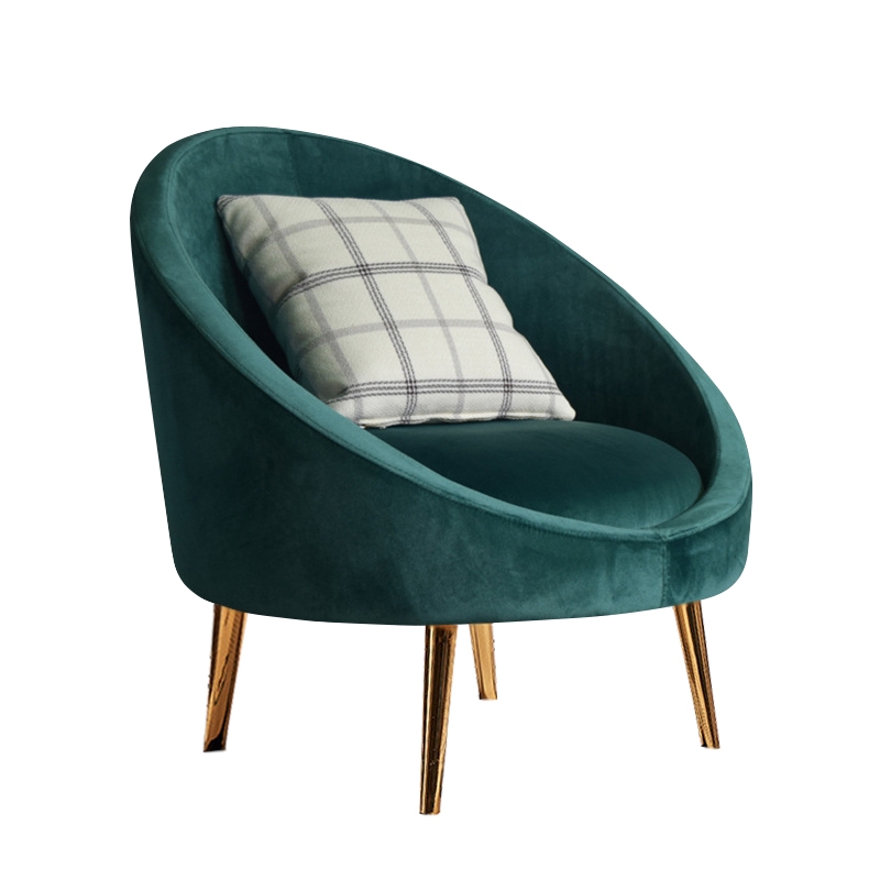 Mid Century Modern Green Velvet Upholstered Armchair Barrel Chair window image