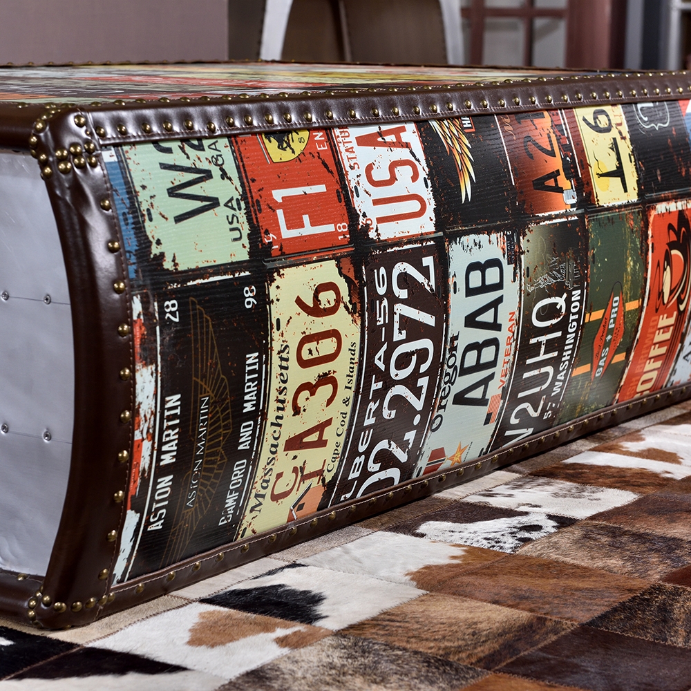Industrial Coffee Table with Drawers PU Accent Table