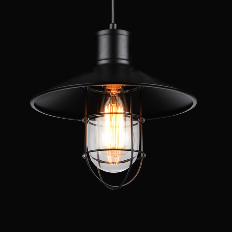 Avian Industrial Loft Single-Light Black Metal Pendant Light with Clear Glass Shade window image