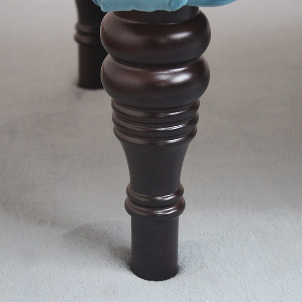 Gray Tufted Bench Velvet Upholstered Bench Ottoman Bench Mid-Century Bench window image