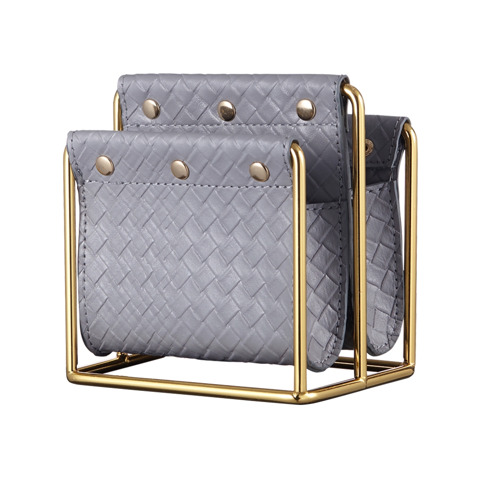 Modern Leather Magazine Rack in Gray window image