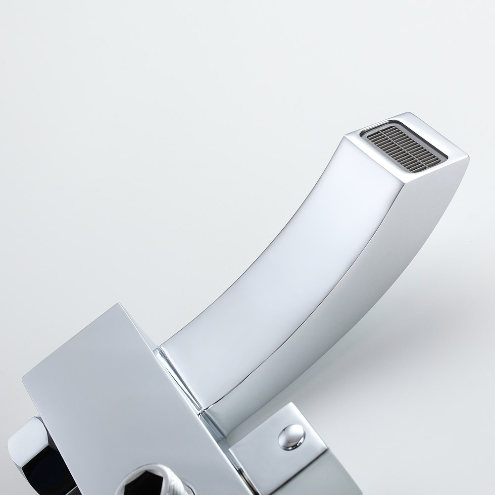 Ridge Wall-Mount Angled Waterfall Spout Single Handle Tub Filler Faucet Only Solid Brass in Polished Chrome window image