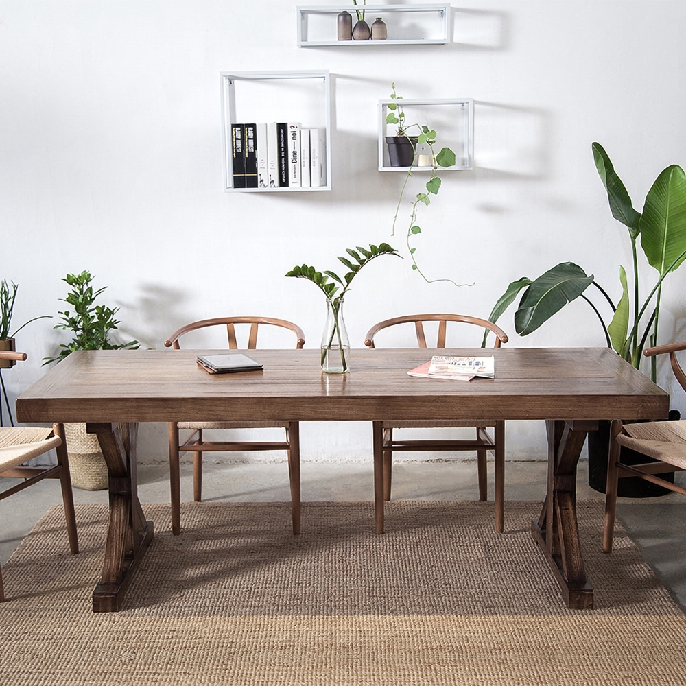 47.2" Rectangular Modern Dining Table Wooden Table for Dinner window image