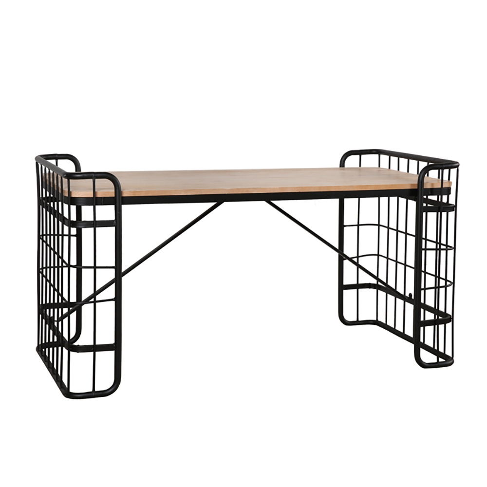 Industrial Loft Vintage Rectangular Writing Desk Office Desk Metal in Black Finish window image