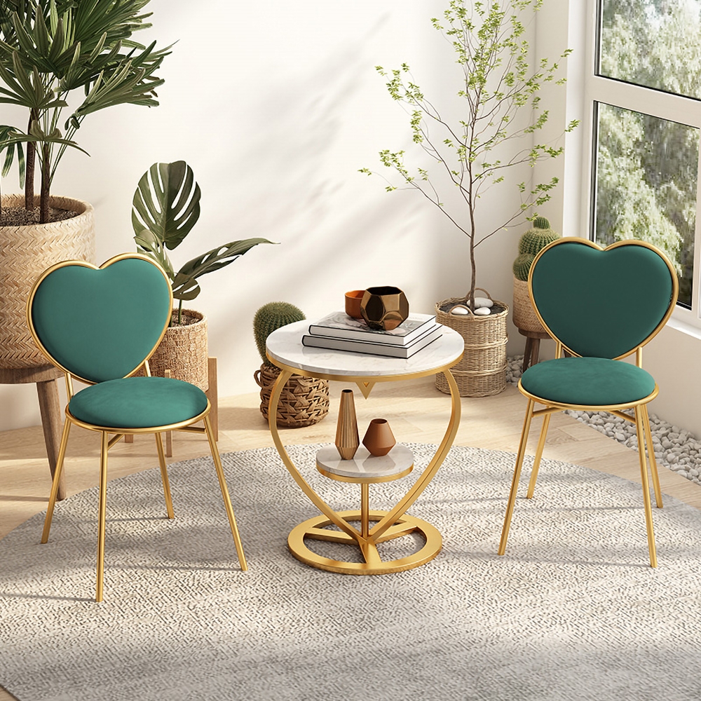 Round Side Table 2-Tiered with Storage Shelf Modern Metal End Table window image