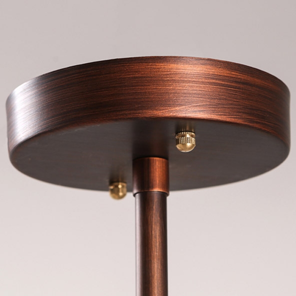 Retro Rust Metal Bent Tube Semi Flush Mount with Six Exposed Bulbs window image