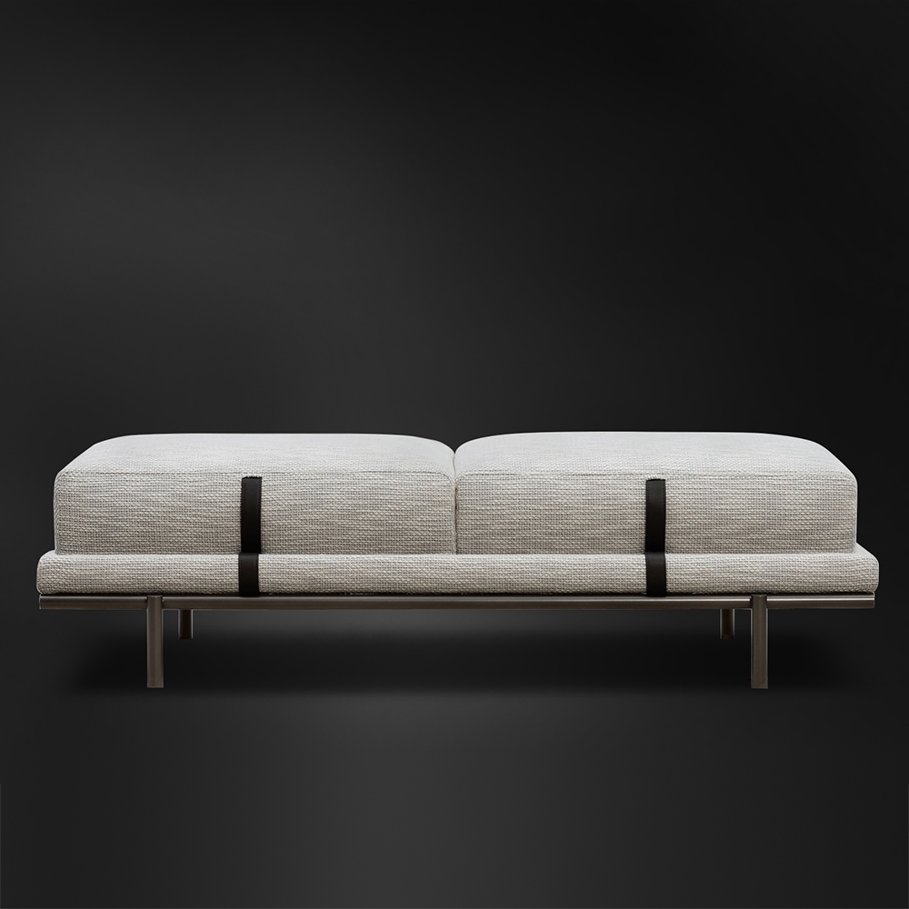 Modern Upholstered Bench Gray Bench with Base Bedroom Entryway Bench window image