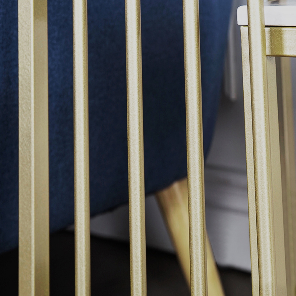Modern Side Table Nesting End Table with Shelf & Drawer in Gold & White Sintered Stone window image