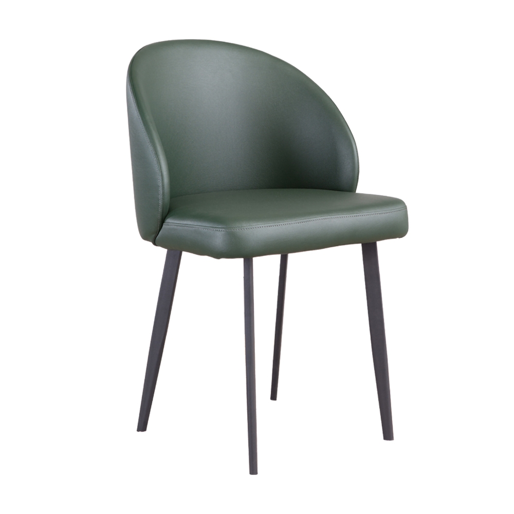 Modern Green Upholstered PU Leather Carbon Steel Leg Side Chair Set of 2 in Black window image