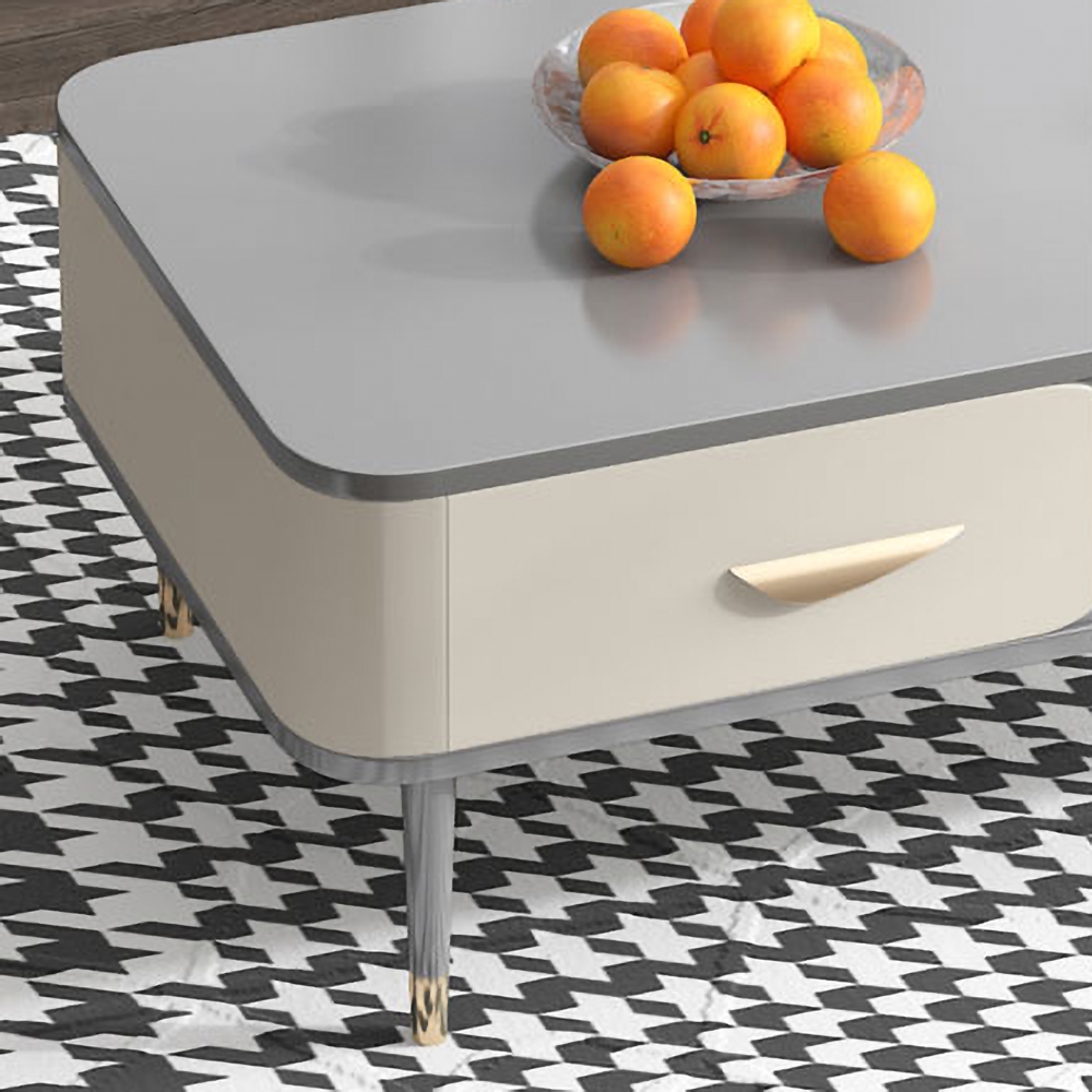 Modern White & Gray Coffee Table with Storage Rectangular Coffee Table with 4-Drawer window image