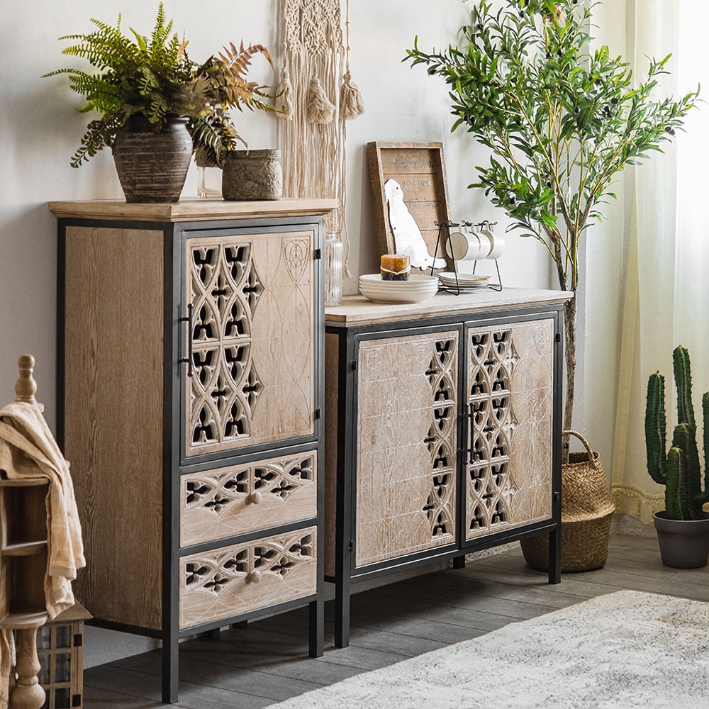 Tall Cabinet Storage Wine Cabinet with 2 Drawers & 1 Door window image