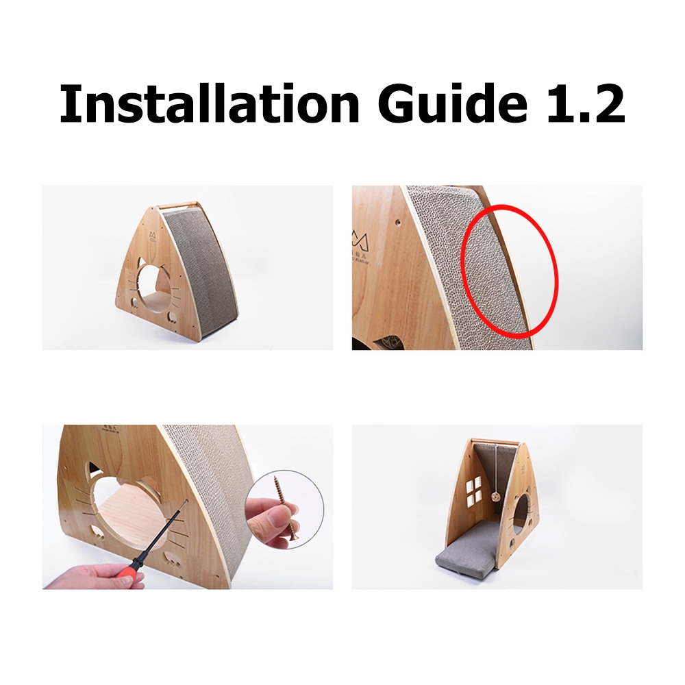 540mm Triangle Cat Bed Portable Cat Cave with Crawl Scratch window image