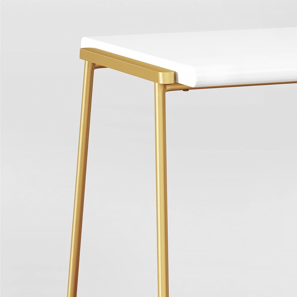 White&Natural Console Table with Shelf Entryway Table Contemporary for Hallway window image