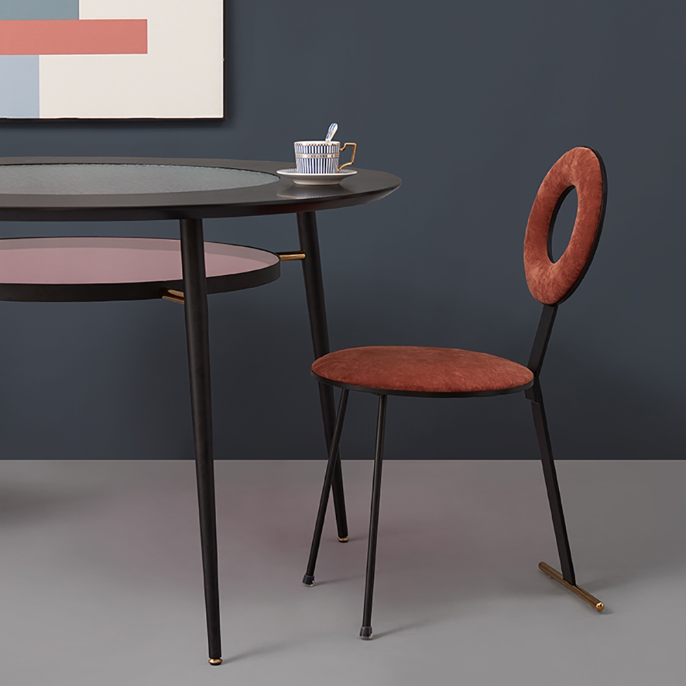 Creative Red Dining Chairs Modern Upholstered Velvet Side Chair Set of 2 window image