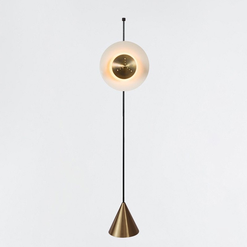 69" Modern LED Floor Lamp with White Acrylic Shade Gold Base window image