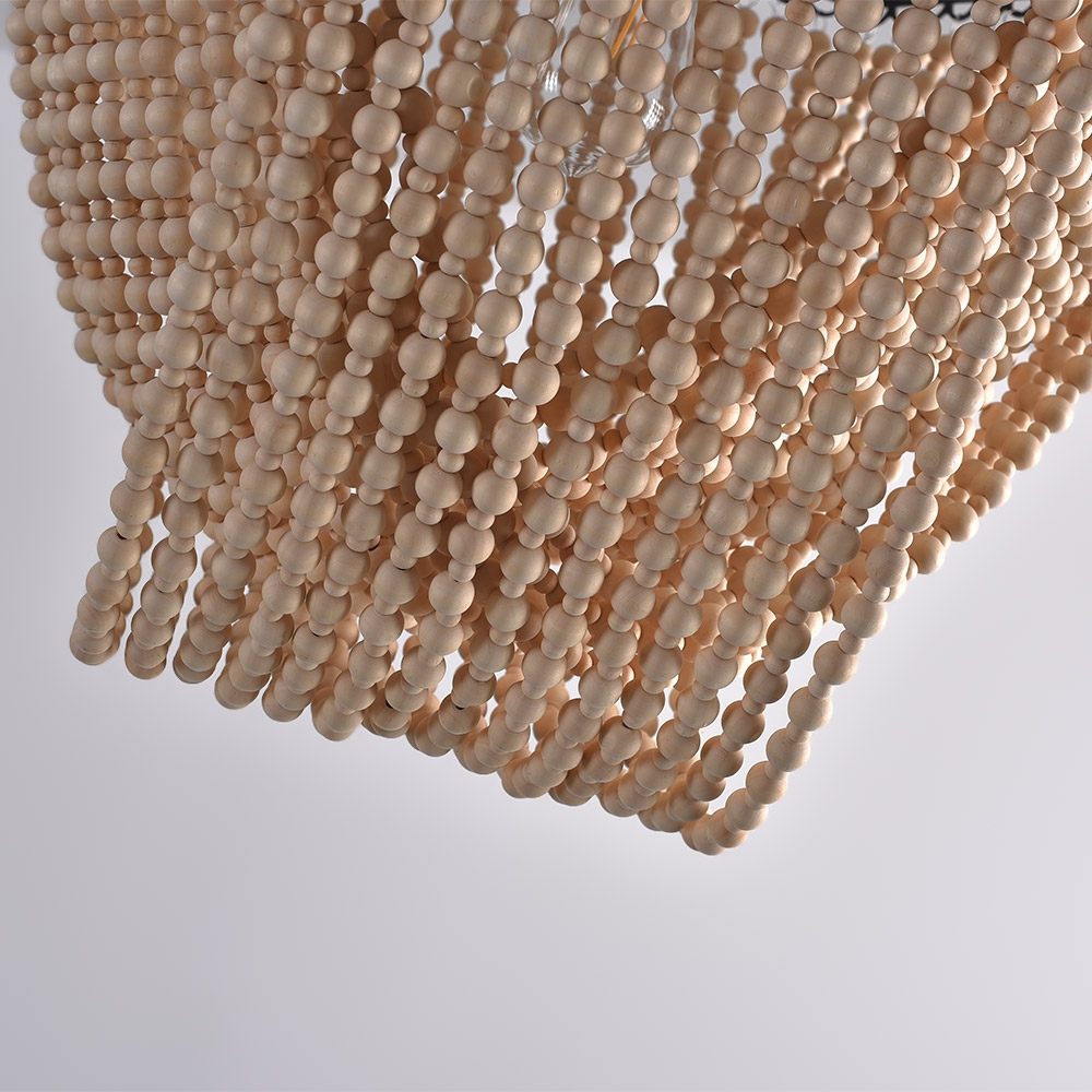 Dowa Farmhouse Cottage Plafonnier en bois avec cadre en métal 1 lumière Noir image de fenêtre